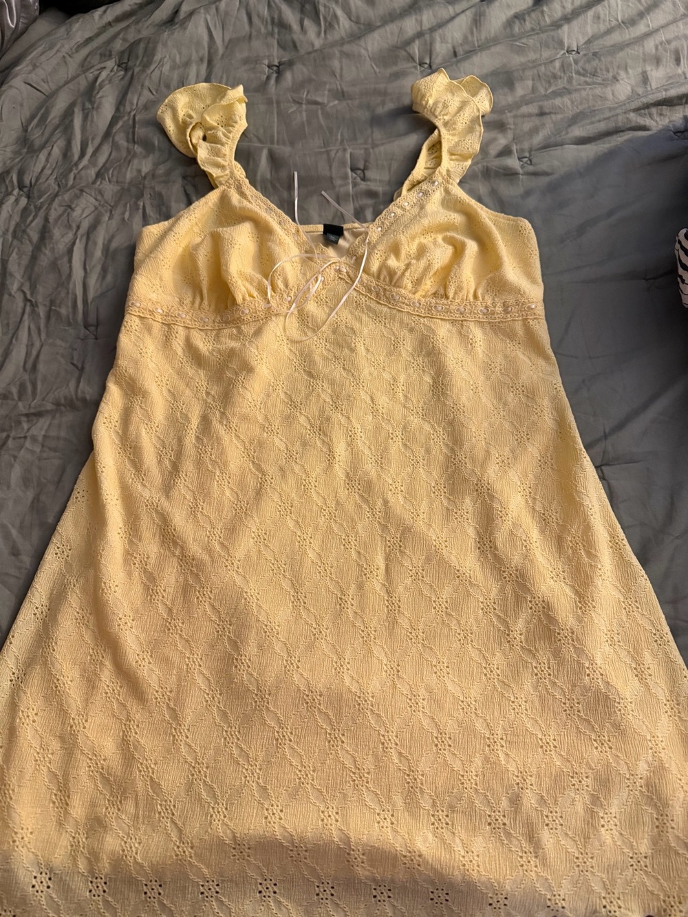 wild fable Yellow Eyelet Ruffle Strap Dress